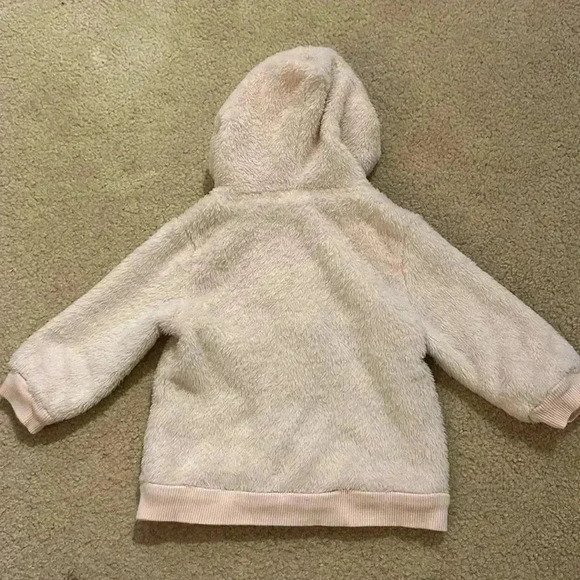 First Impressions - pink fuzzy fleece hooded jacket. Size 6 to 9 months - Picture 3 of 4